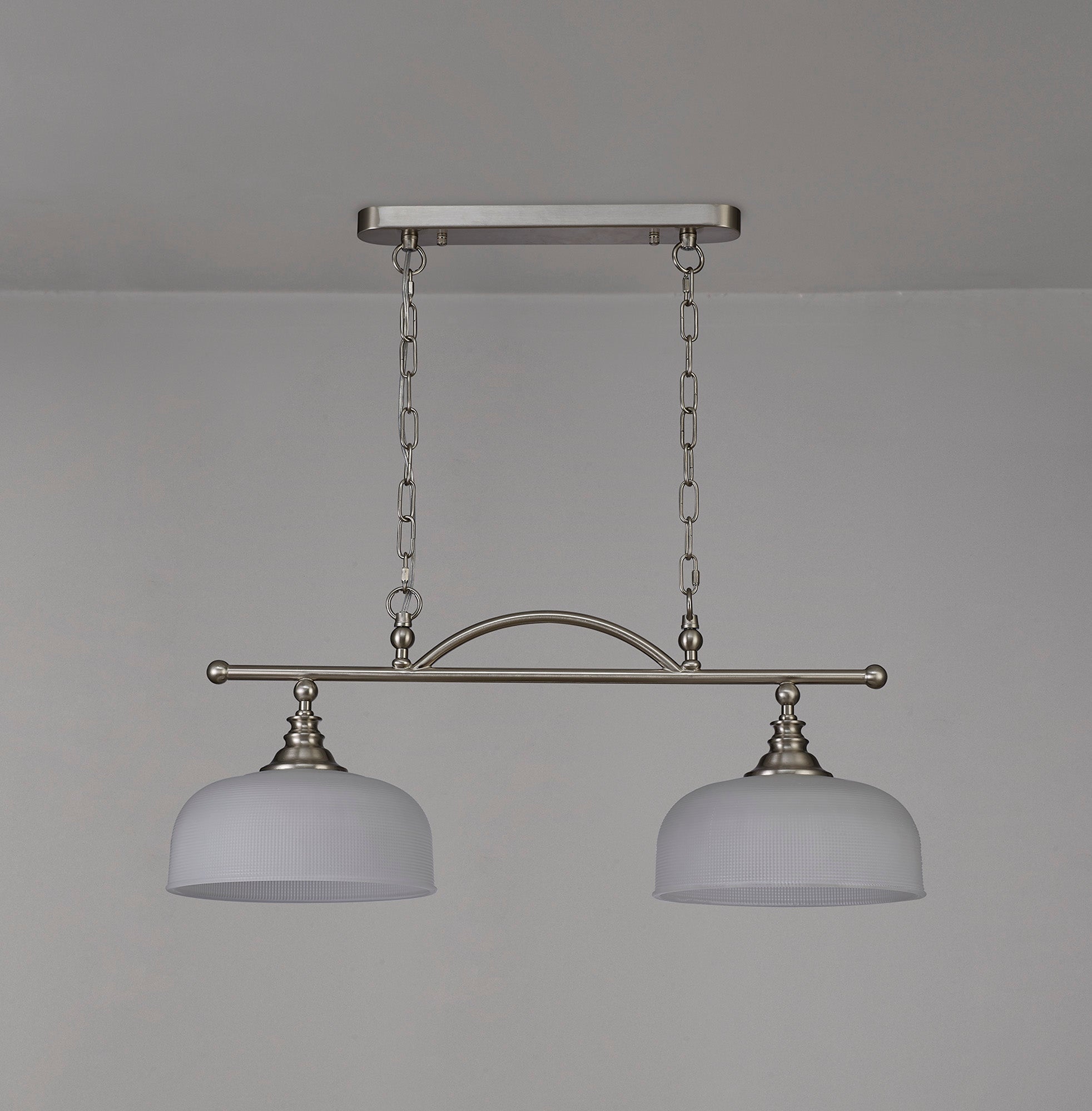 Luminosity Designs - Satin Nickel Sledmere 2 Light Bar (Converts to Semi Flush) 2x E27 - Luminosity Designs Ltd
