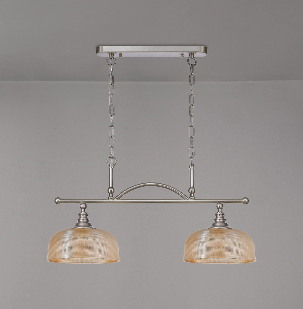 Luminosity Designs - Satin Nickel Sledmere 2 Light Bar (Converts to Semi Flush) 2x E27 - Luminosity Designs Ltd