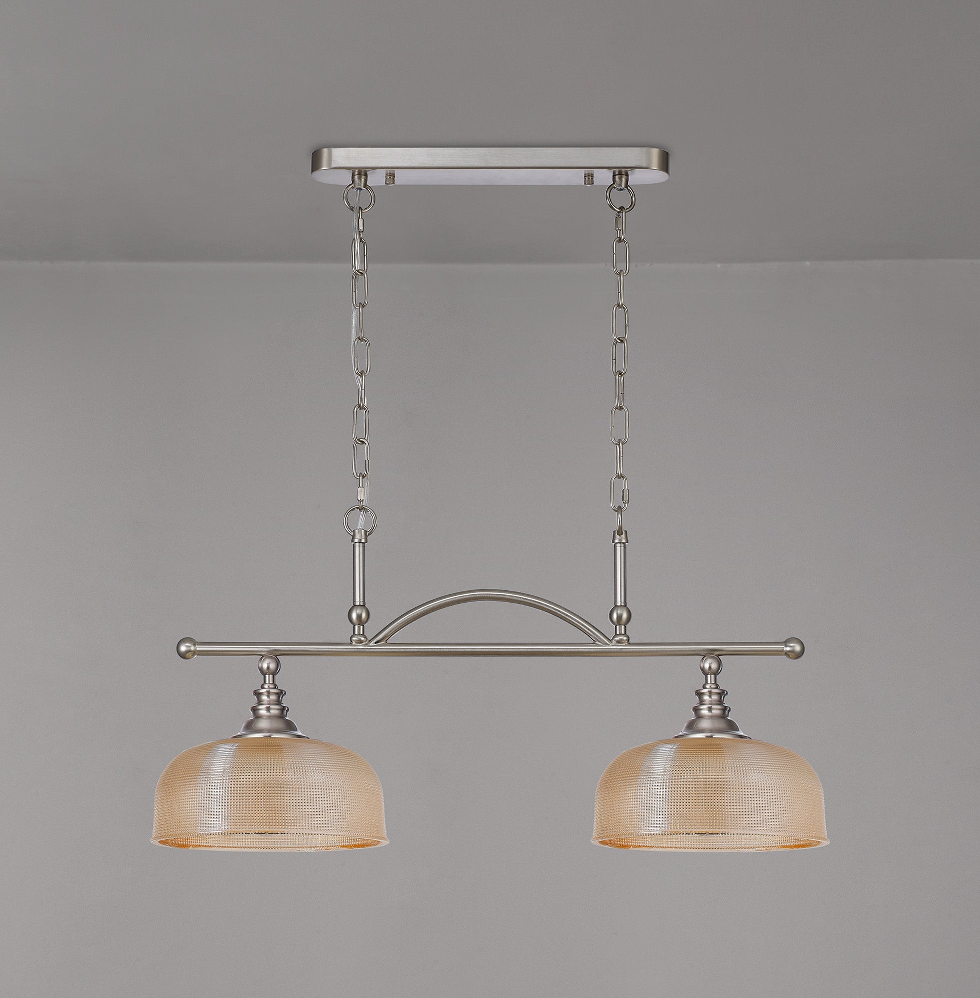 Luminosity Designs - Satin Nickel Sledmere 2 Light Bar (Converts to Semi Flush) 2x E27 - Luminosity Designs Ltd