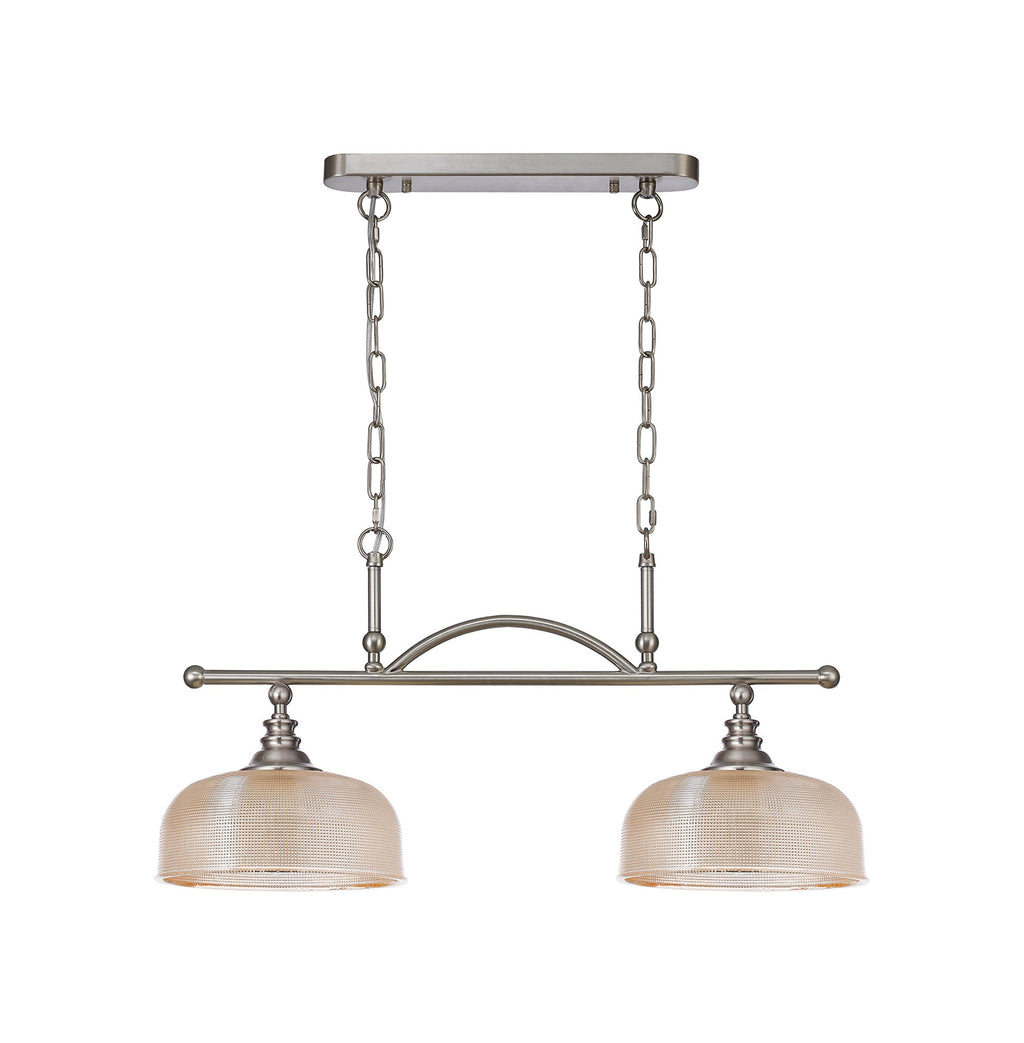 Luminosity Designs - Satin Nickel Sledmere 2 Light Bar (Converts to Semi Flush) 2x E27 - Luminosity Designs Ltd