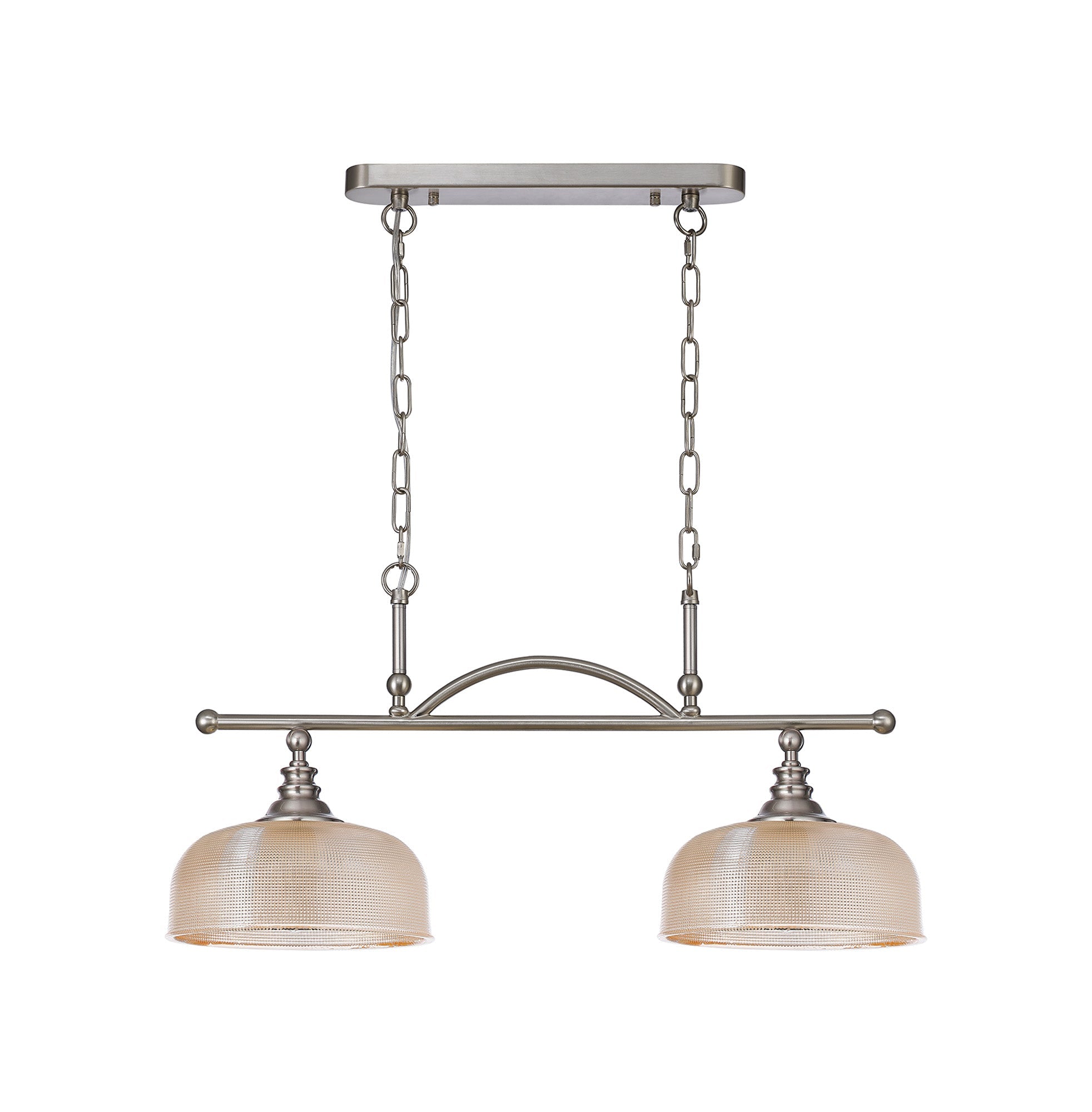 Luminosity Designs - Satin Nickel Sledmere 2 Light Bar (Converts to Semi Flush) 2x E27 - Luminosity Designs Ltd