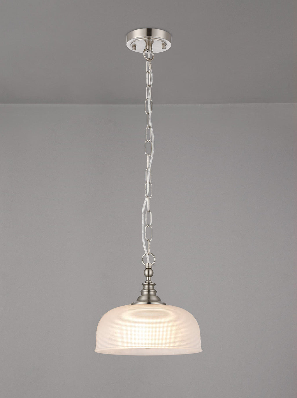 Luminosity Designs - Satin Nickel Sledmere 27cm Flush/Single Pendant, 1 Light Adjustable to Semi Flush, E27 - Luminosity Designs Ltd