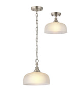 Luminosity Designs - Satin Nickel Sledmere 27cm Flush/Single Pendant, 1 Light Adjustable to Semi Flush, E27 - Luminosity Designs Ltd
