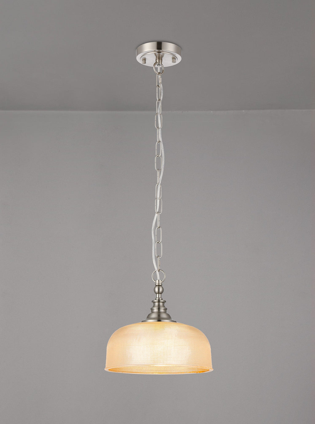 Luminosity Designs - Satin Nickel Sledmere 27cm Flush/Single Pendant, 1 Light Adjustable to Semi Flush, E27 - Luminosity Designs Ltd