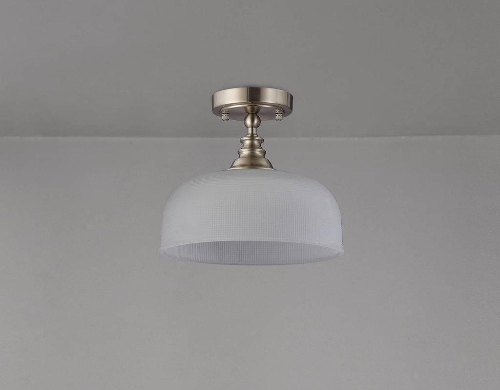 Luminosity Designs - Satin Nickel Sledmere 27cm Flush/Single Pendant, 1 Light Adjustable to Semi Flush, E27 - Luminosity Designs Ltd