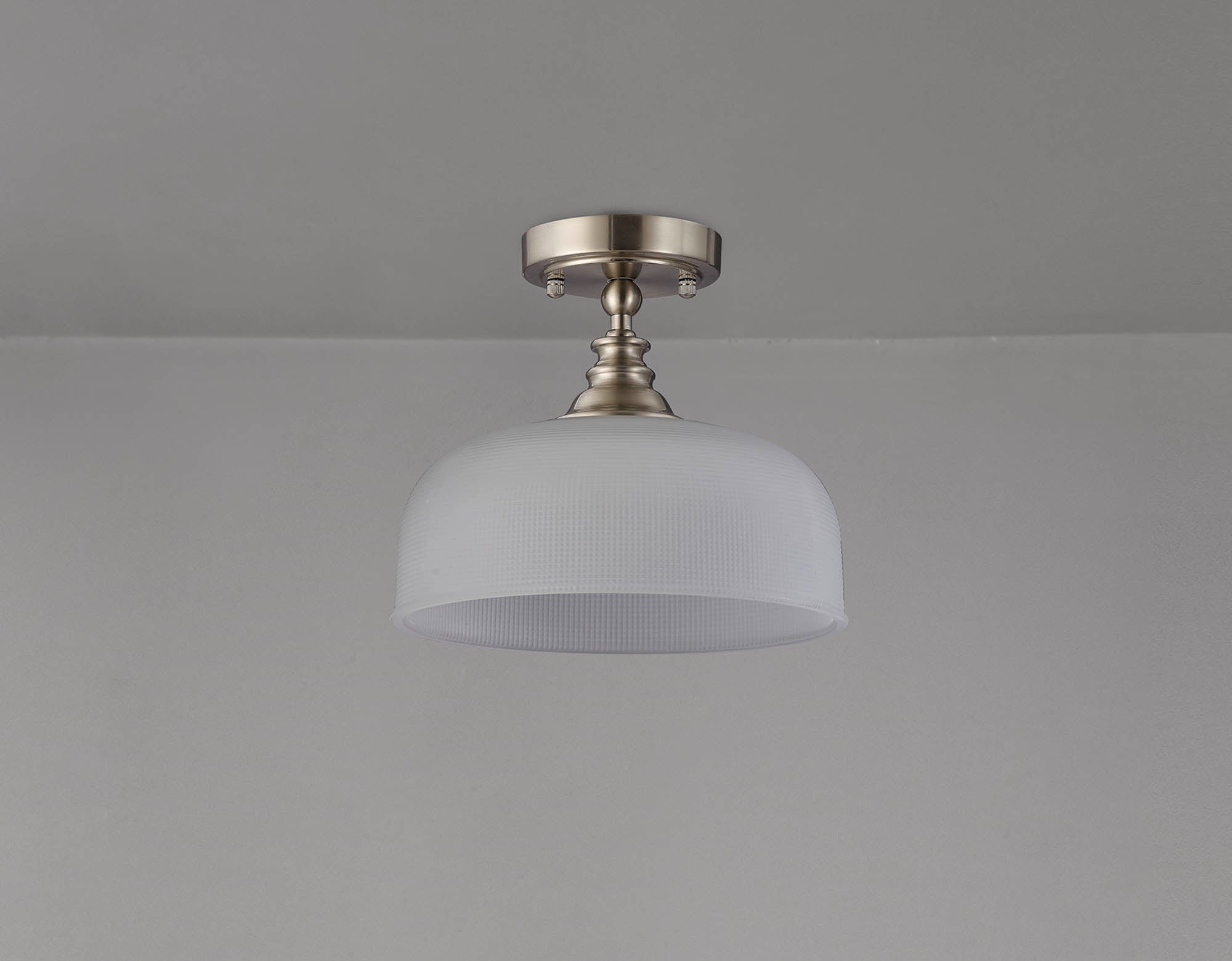 Luminosity Designs - Satin Nickel Sledmere 27cm Flush/Single Pendant, 1 Light Adjustable to Semi Flush, E27 - Luminosity Designs Ltd