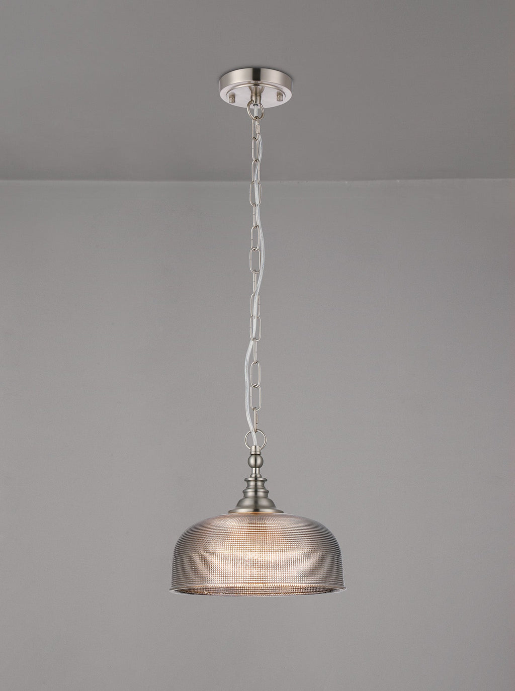 Luminosity Designs - Satin Nickel Sledmere 27cm Flush/Single Pendant, 1 Light Adjustable to Semi Flush, E27 - Luminosity Designs Ltd