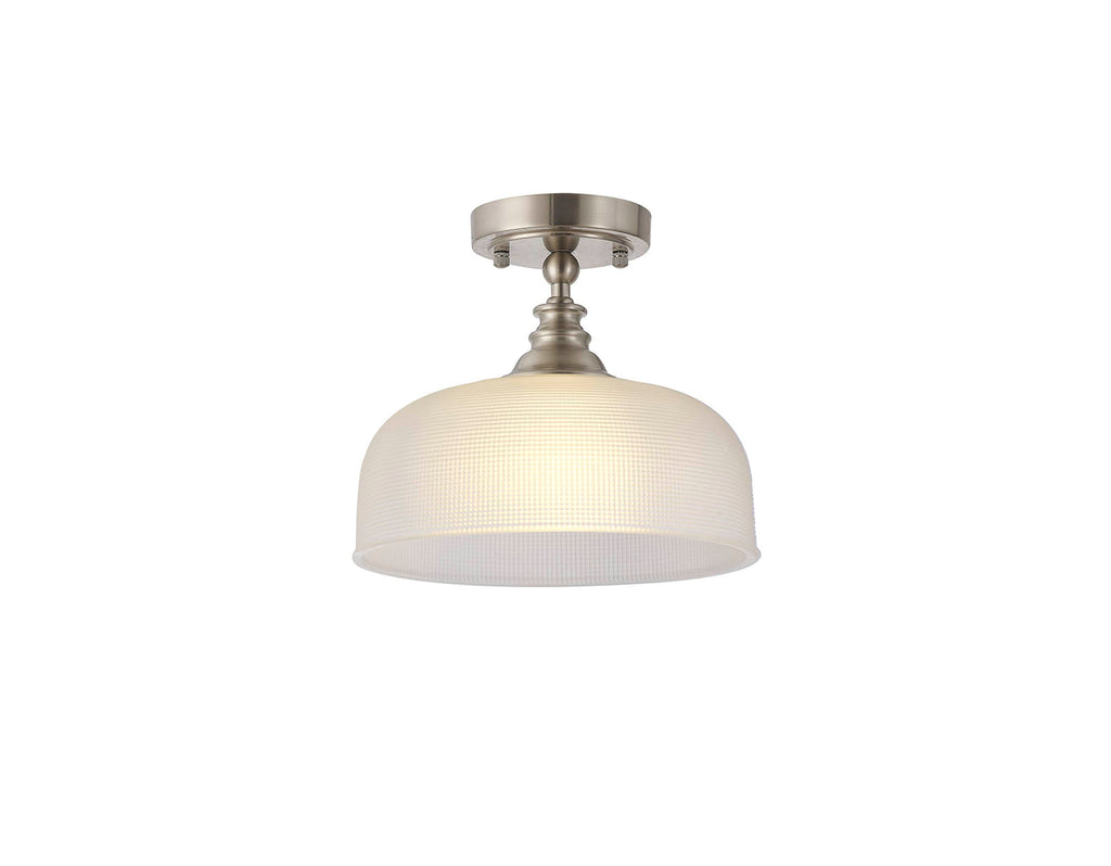 Luminosity Designs - Satin Nickel Sledmere 27cm Flush/Single Pendant, 1 Light Adjustable to Semi Flush, E27 - Luminosity Designs Ltd