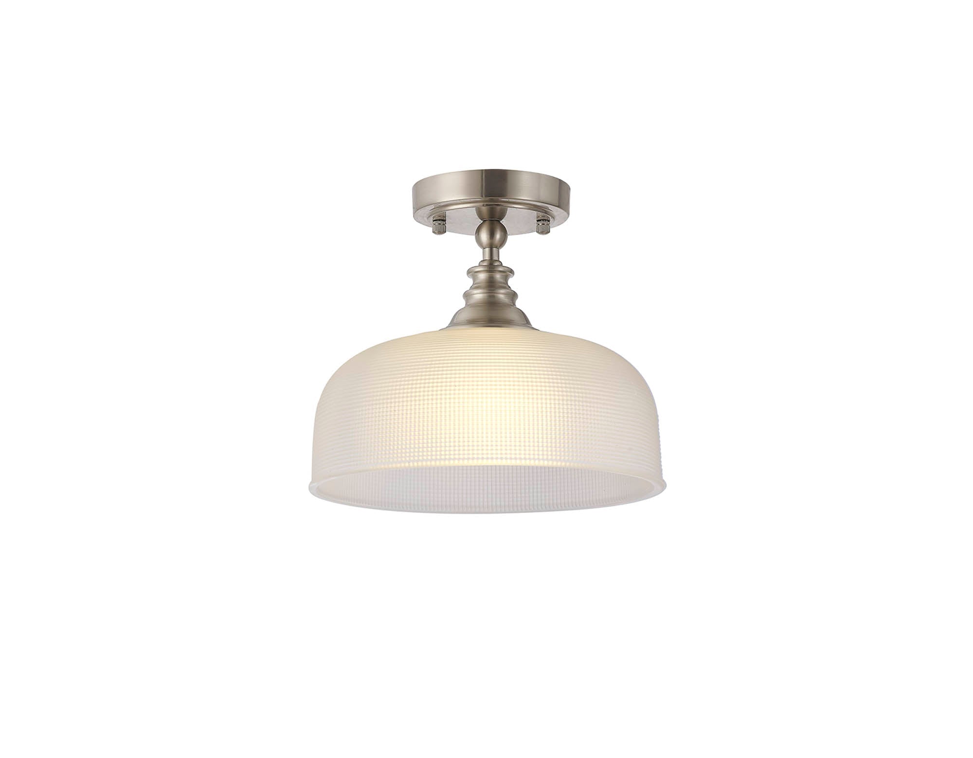 Luminosity Designs - Satin Nickel Sledmere 27cm Flush/Single Pendant, 1 Light Adjustable to Semi Flush, E27 - Luminosity Designs Ltd