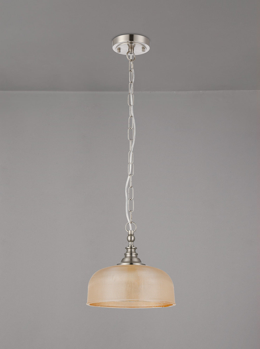 Luminosity Designs - Satin Nickel Sledmere 27cm Flush/Single Pendant, 1 Light Adjustable to Semi Flush, E27 - Luminosity Designs Ltd