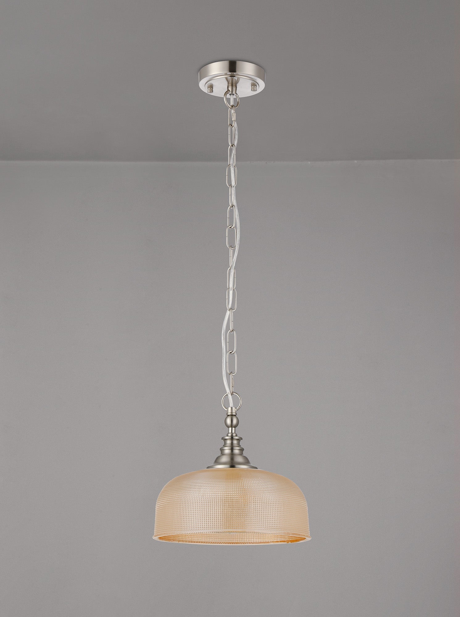Luminosity Designs - Satin Nickel Sledmere 27cm Flush/Single Pendant, 1 Light Adjustable to Semi Flush, E27 - Luminosity Designs Ltd
