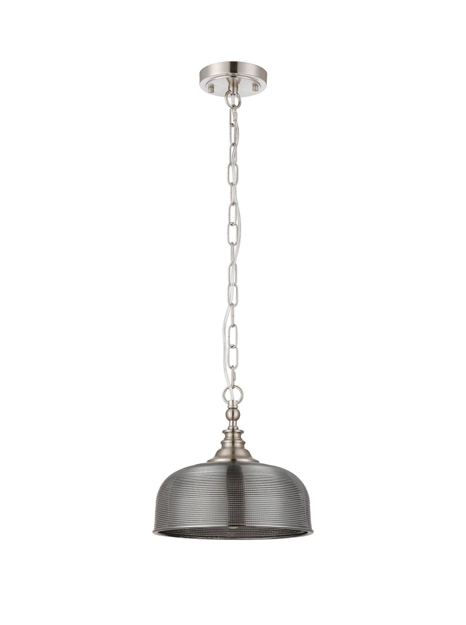 Luminosity Designs - Satin Nickel Sledmere 27cm Flush/Single Pendant, 1 Light Adjustable to Semi Flush, E27 - Luminosity Designs Ltd