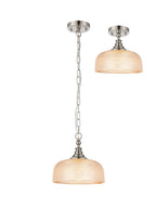 Luminosity Designs - Satin Nickel Sledmere 27cm Flush/Single Pendant, 1 Light Adjustable to Semi Flush, E27 - Luminosity Designs Ltd