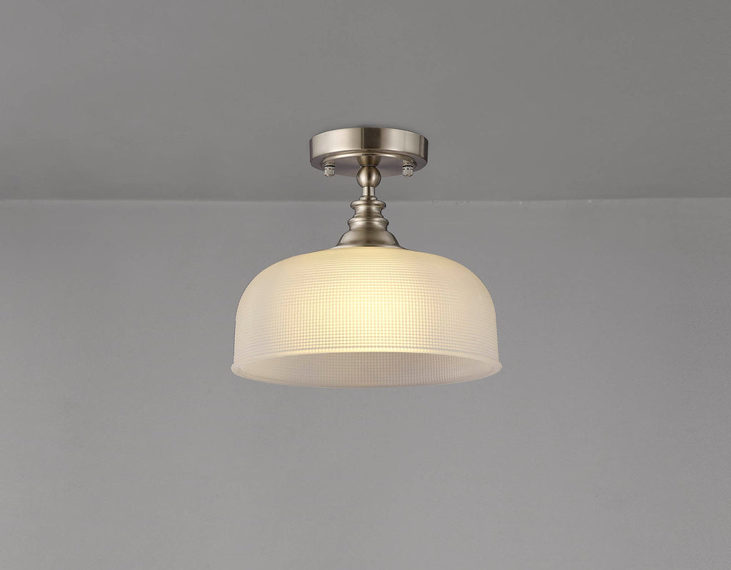 Luminosity Designs - Satin Nickel Sledmere 27cm Flush/Single Pendant, 1 Light Adjustable to Semi Flush, E27 - Luminosity Designs Ltd