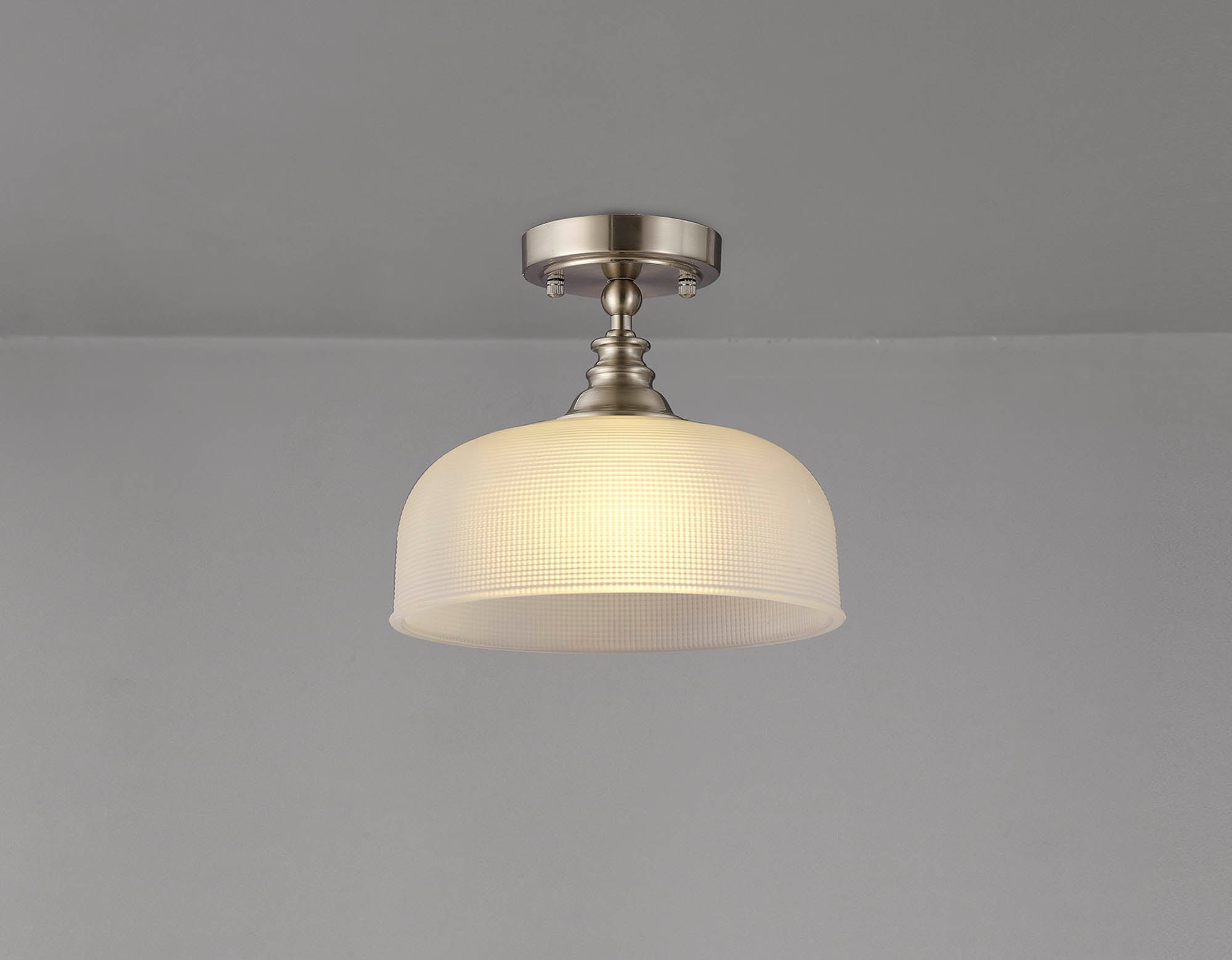 Luminosity Designs - Satin Nickel Sledmere 27cm Flush/Single Pendant, 1 Light Adjustable to Semi Flush, E27 - Luminosity Designs Ltd