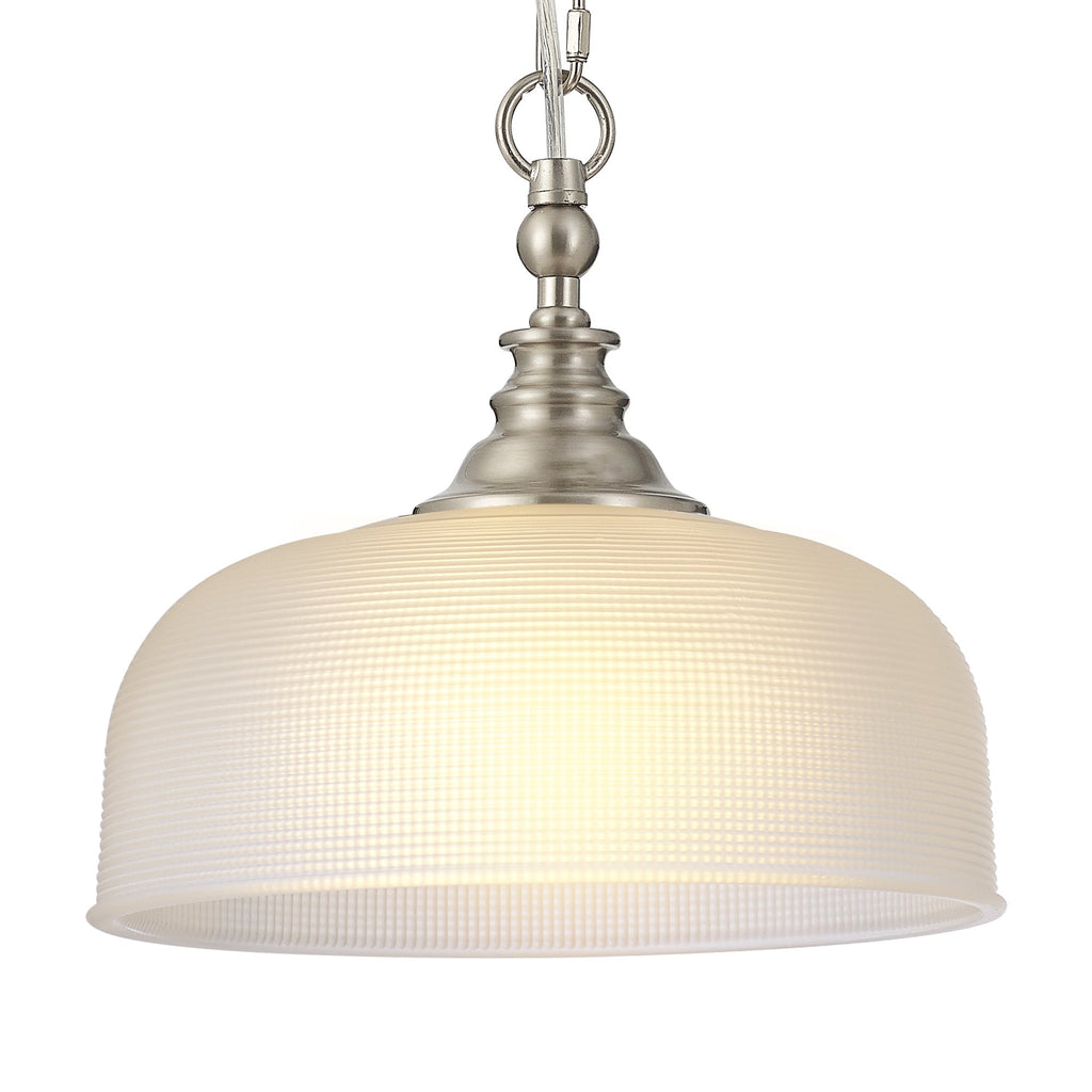 Luminosity Designs - Satin Nickel Sledmere 27cm Flush/Single Pendant, 1 Light Adjustable to Semi Flush, E27 - Luminosity Designs Ltd