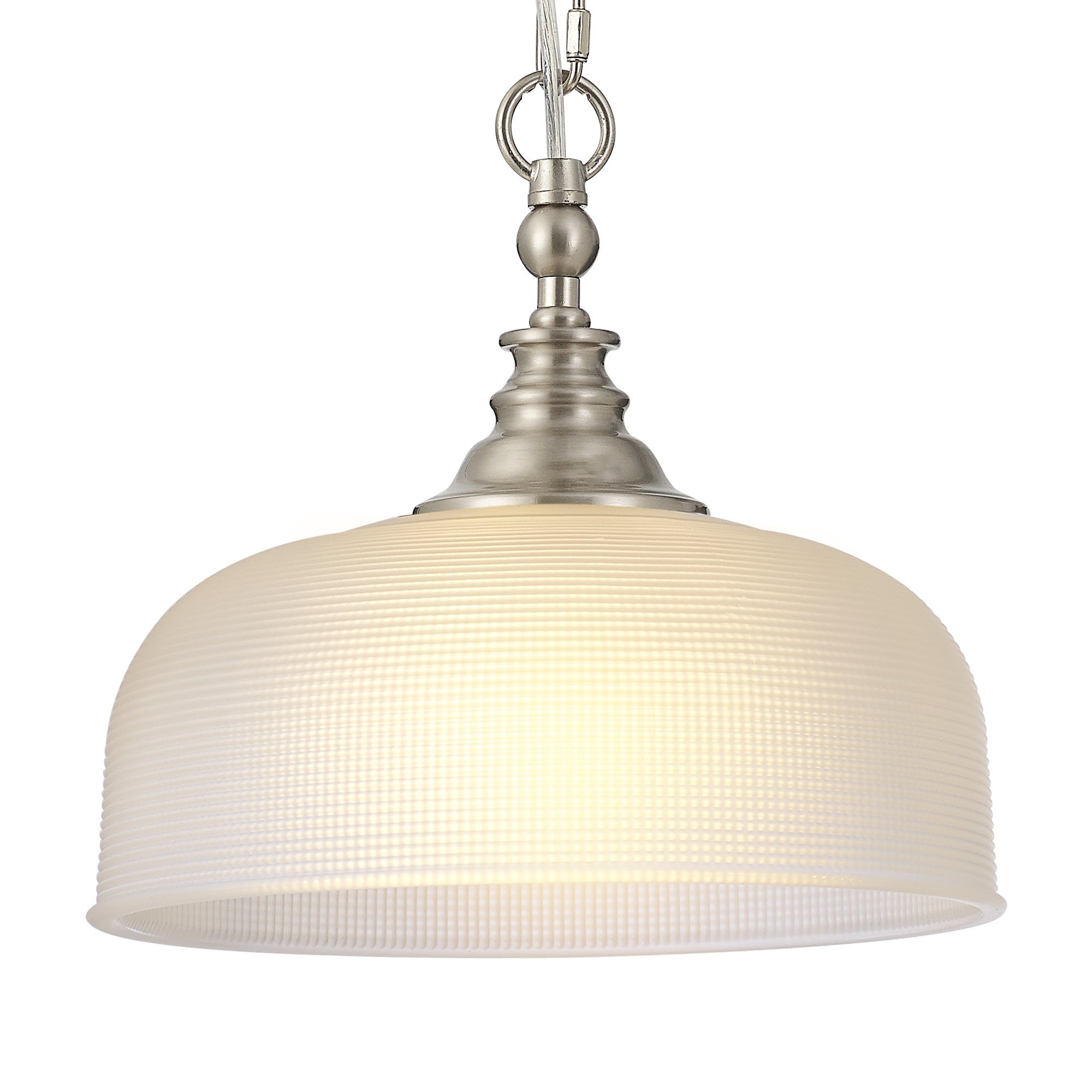 Luminosity Designs - Satin Nickel Sledmere 27cm Flush/Single Pendant, 1 Light Adjustable to Semi Flush, E27 - Luminosity Designs Ltd
