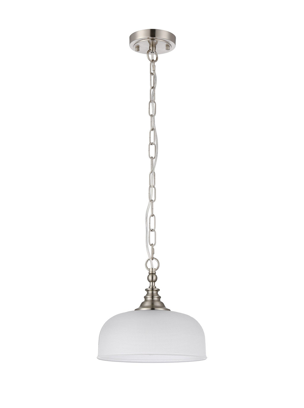 Luminosity Designs - Satin Nickel Sledmere 27cm Flush/Single Pendant, 1 Light Adjustable to Semi Flush, E27 - Luminosity Designs Ltd