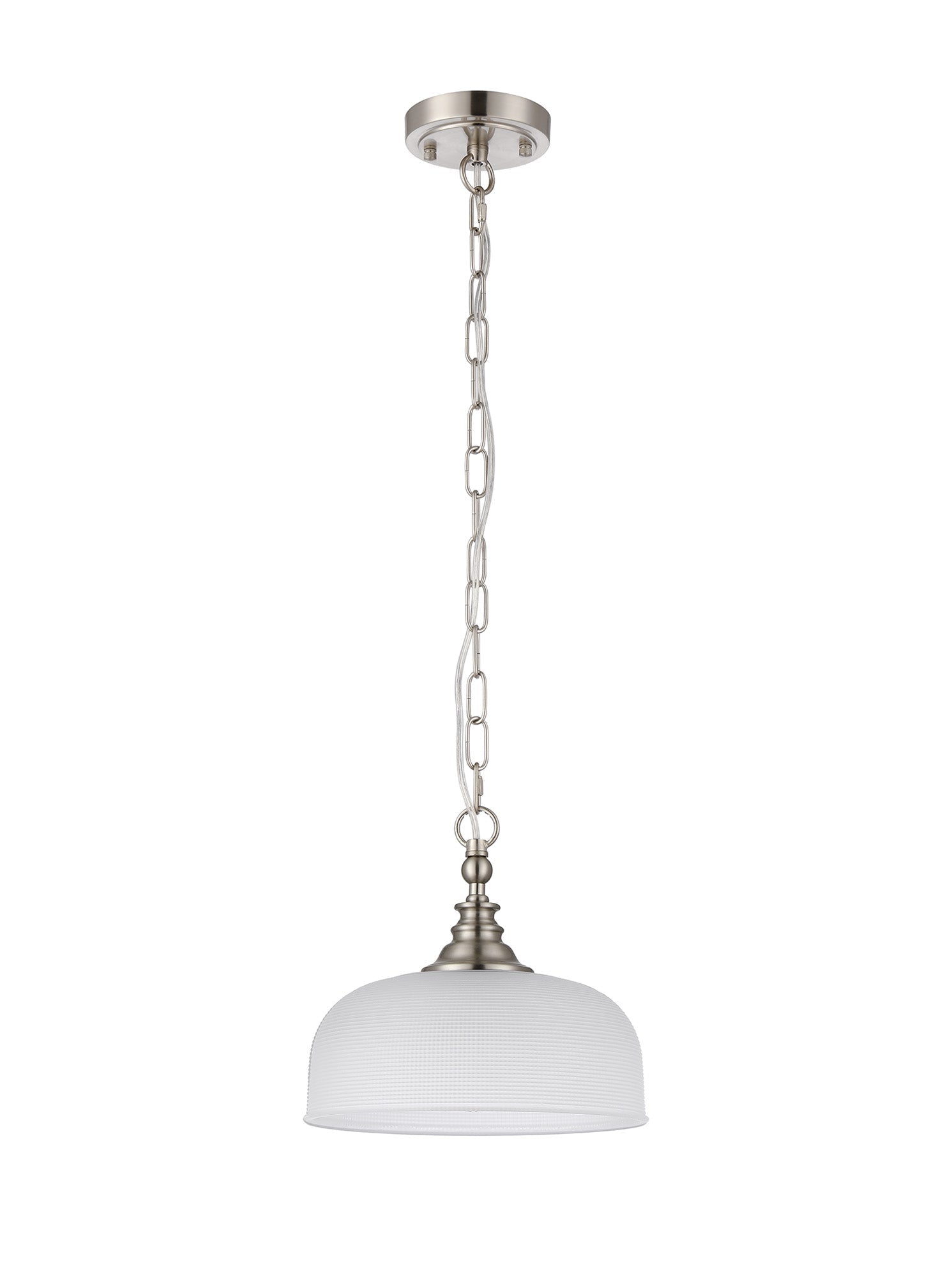 Luminosity Designs - Satin Nickel Sledmere 27cm Flush/Single Pendant, 1 Light Adjustable to Semi Flush, E27 - Luminosity Designs Ltd