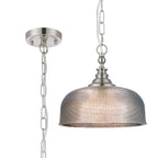 Luminosity Designs - Satin Nickel Sledmere 27cm Flush/Single Pendant, 1 Light Adjustable to Semi Flush, E27 - Luminosity Designs Ltd