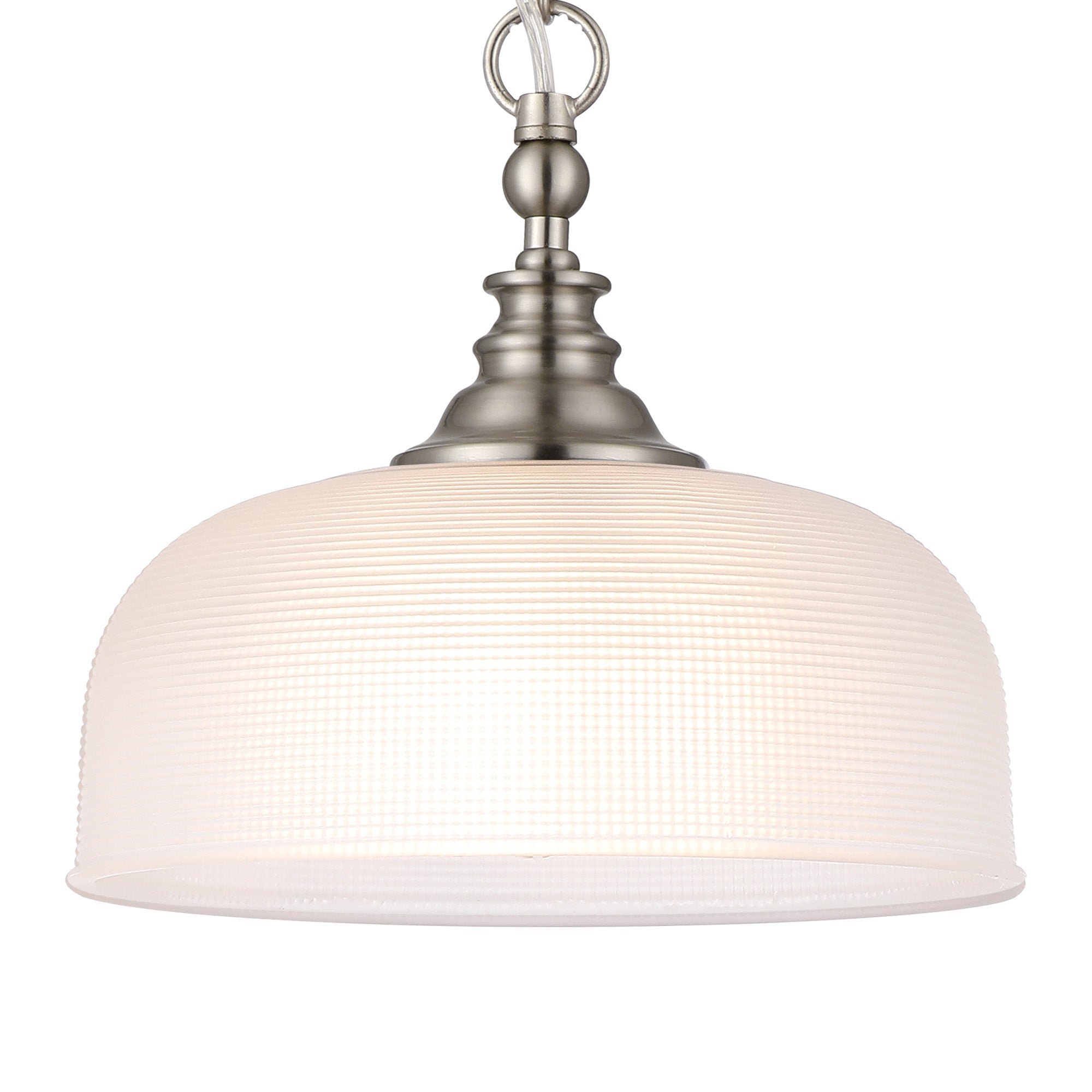 Luminosity Designs - Satin Nickel Sledmere 27cm Flush/Single Pendant, 1 Light Adjustable to Semi Flush, E27 - Luminosity Designs Ltd