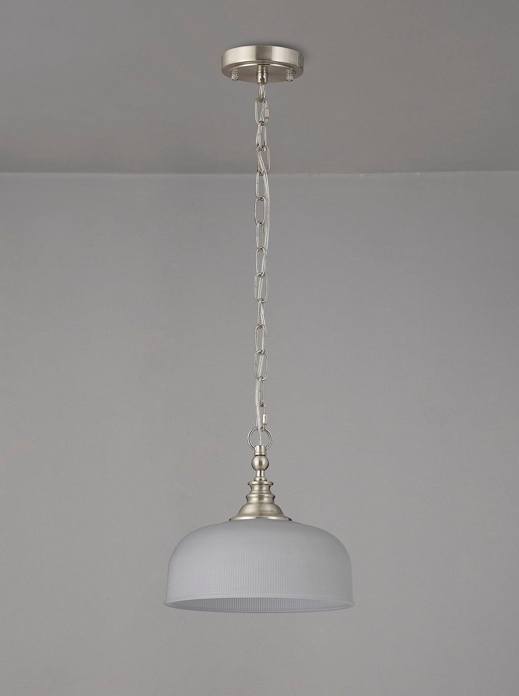 Luminosity Designs - Satin Nickel Sledmere 27cm Flush/Single Pendant, 1 Light Adjustable to Semi Flush, E27 - Luminosity Designs Ltd