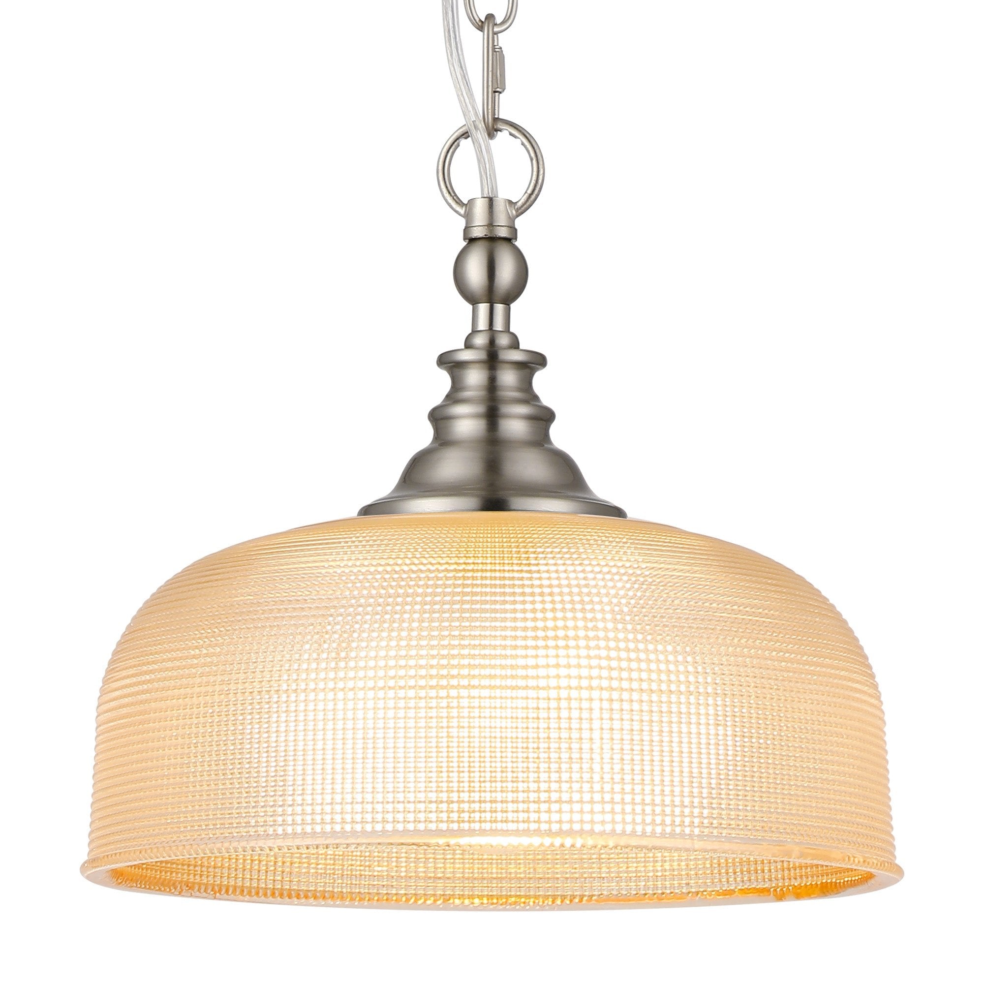 Luminosity Designs - Satin Nickel Sledmere 27cm Flush/Single Pendant, 1 Light Adjustable to Semi Flush, E27 - Luminosity Designs Ltd