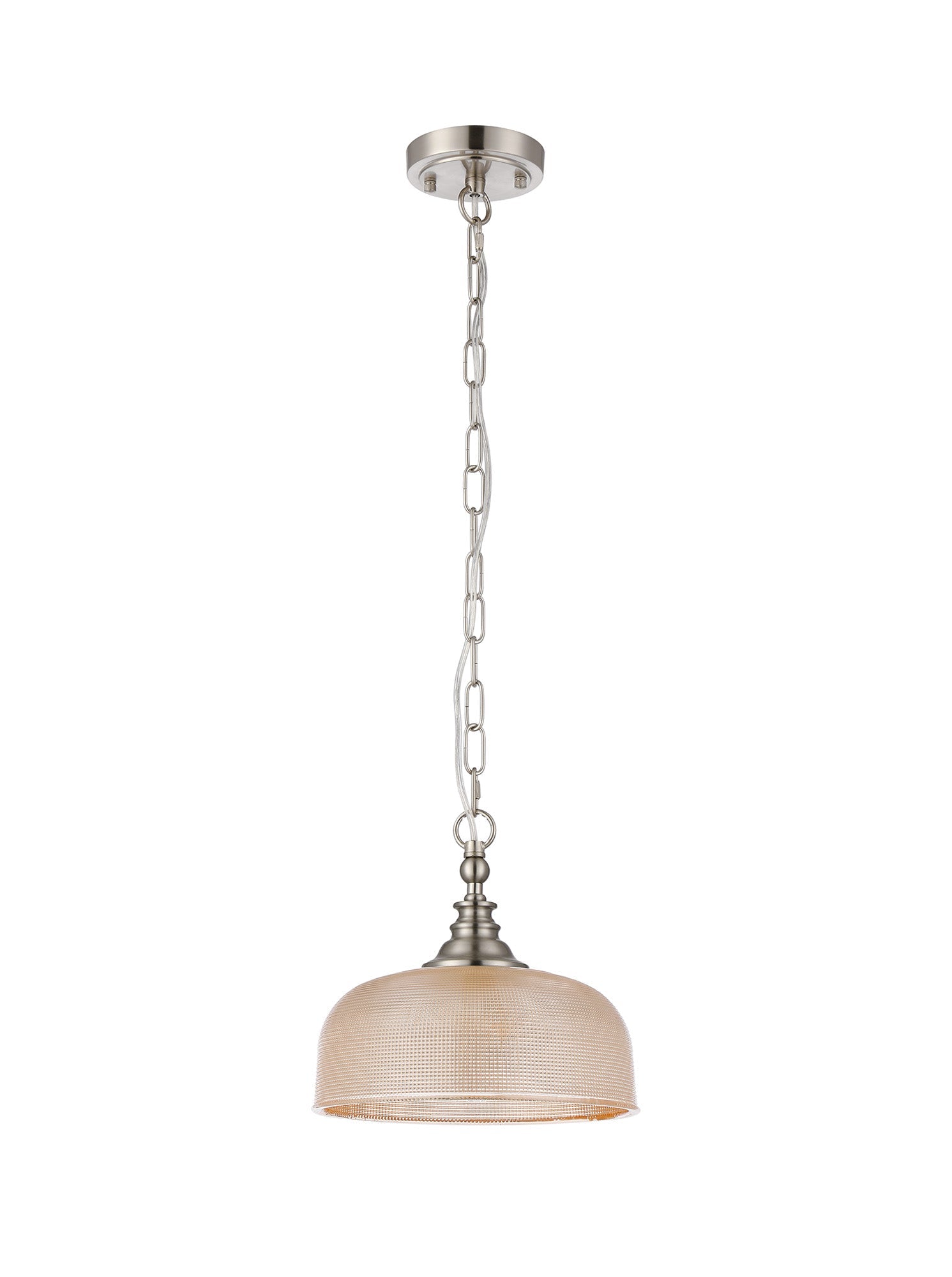Luminosity Designs - Satin Nickel Sledmere 27cm Flush/Single Pendant, 1 Light Adjustable to Semi Flush, E27 - Luminosity Designs Ltd