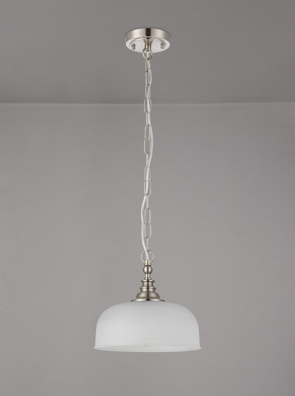 Luminosity Designs - Satin Nickel Sledmere 27cm Flush/Single Pendant, 1 Light Adjustable to Semi Flush, E27 - Luminosity Designs Ltd