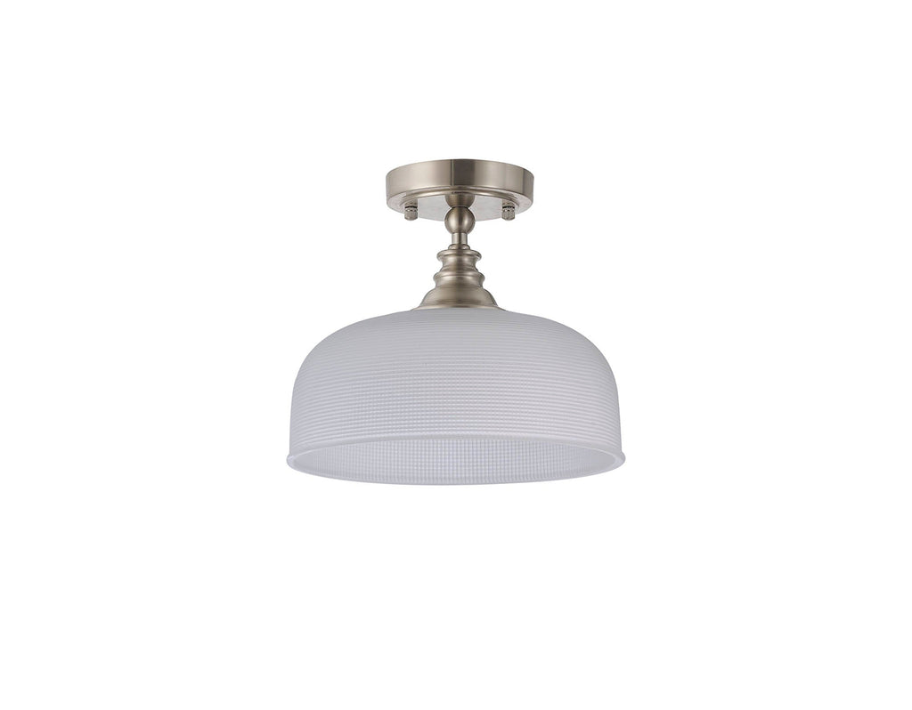 Luminosity Designs - Satin Nickel Sledmere 27cm Flush/Single Pendant, 1 Light Adjustable to Semi Flush, E27 - Luminosity Designs Ltd