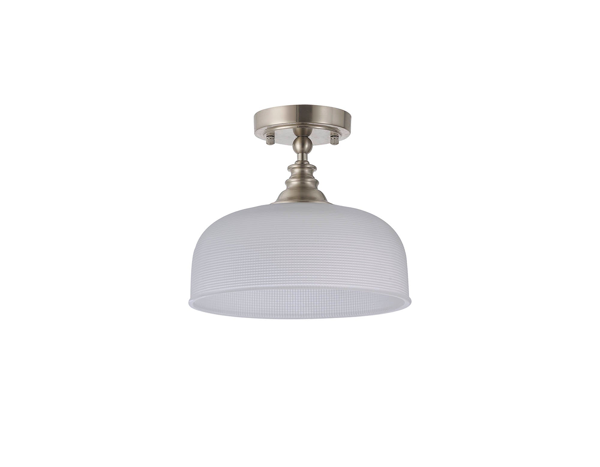 Luminosity Designs - Satin Nickel Sledmere 27cm Flush/Single Pendant, 1 Light Adjustable to Semi Flush, E27 - Luminosity Designs Ltd