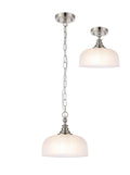 Luminosity Designs - Satin Nickel Sledmere 27cm Flush/Single Pendant, 1 Light Adjustable to Semi Flush, E27 - Luminosity Designs Ltd