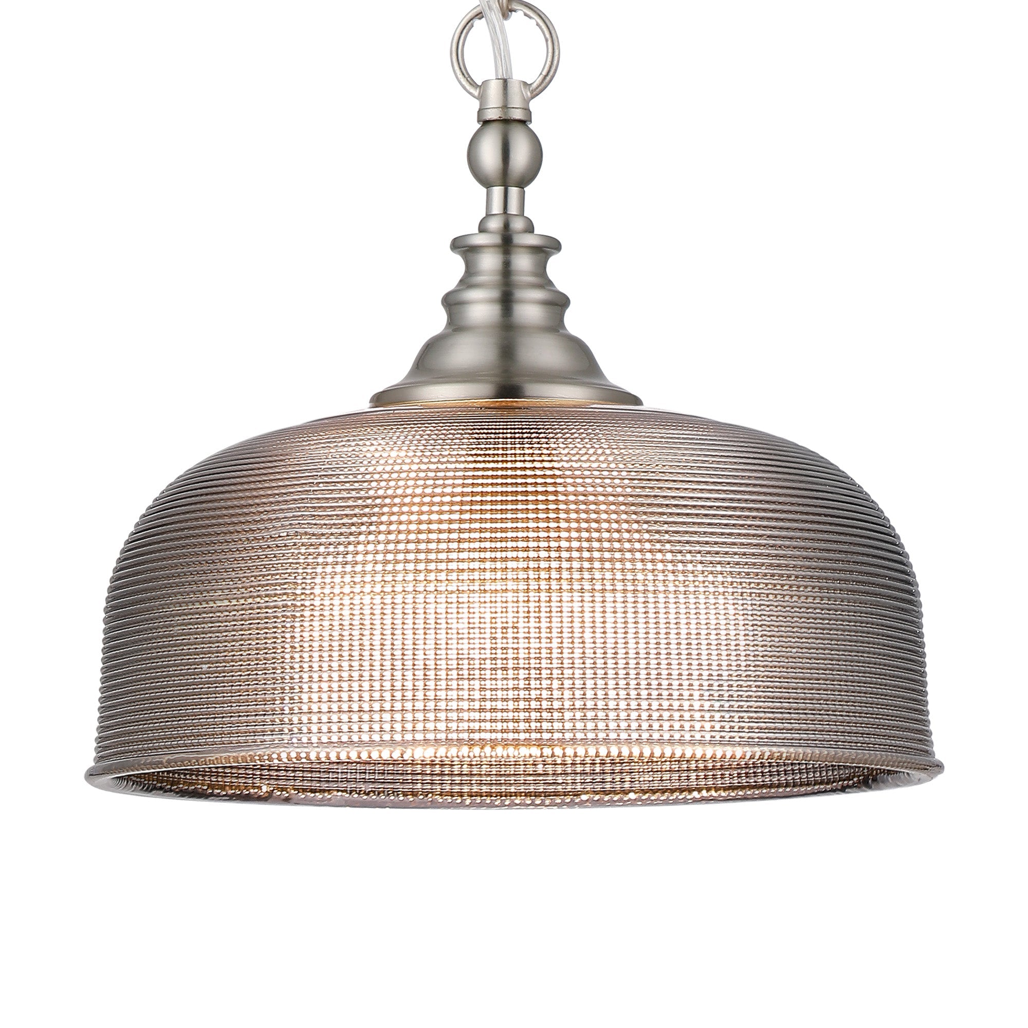 Luminosity Designs - Satin Nickel Sledmere 27cm Flush/Single Pendant, 1 Light Adjustable to Semi Flush, E27 - Luminosity Designs Ltd