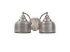 Luminosity Designs - Satin Nickel Sledmere Double Wall Light, Switched, 2 x E27, Glass Shade - Luminosity Designs Ltd