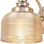 Luminosity Designs - Satin Nickel Sledmere Double Wall Light, Switched, 2 x E27, Glass Shade - Luminosity Designs Ltd
