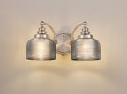 Luminosity Designs - Satin Nickel Sledmere Double Wall Light, Switched, 2 x E27, Glass Shade - Luminosity Designs Ltd