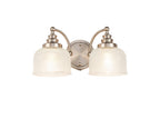 Luminosity Designs - Satin Nickel Sledmere Double Wall Light, Switched, 2 x E27, Glass Shade - Luminosity Designs Ltd