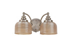 Luminosity Designs - Satin Nickel Sledmere Double Wall Light, Switched, 2 x E27, Glass Shade - Luminosity Designs Ltd