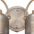 Luminosity Designs - Satin Nickel Sledmere Double Wall Light, Switched, 2 x E27, Glass Shade - Luminosity Designs Ltd