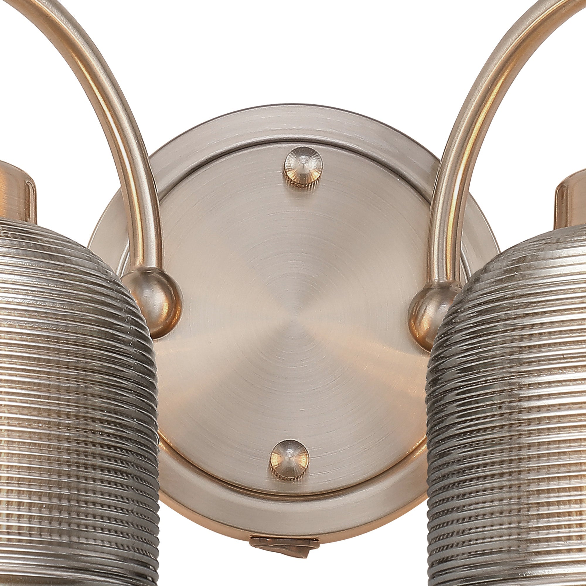 Luminosity Designs - Satin Nickel Sledmere Double Wall Light, Switched, 2 x E27, Glass Shade - Luminosity Designs Ltd