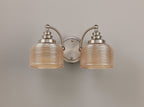 Luminosity Designs - Satin Nickel Sledmere Double Wall Light, Switched, 2 x E27, Glass Shade - Luminosity Designs Ltd