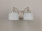 Luminosity Designs - Satin Nickel Sledmere Double Wall Light, Switched, 2 x E27, Glass Shade - Luminosity Designs Ltd