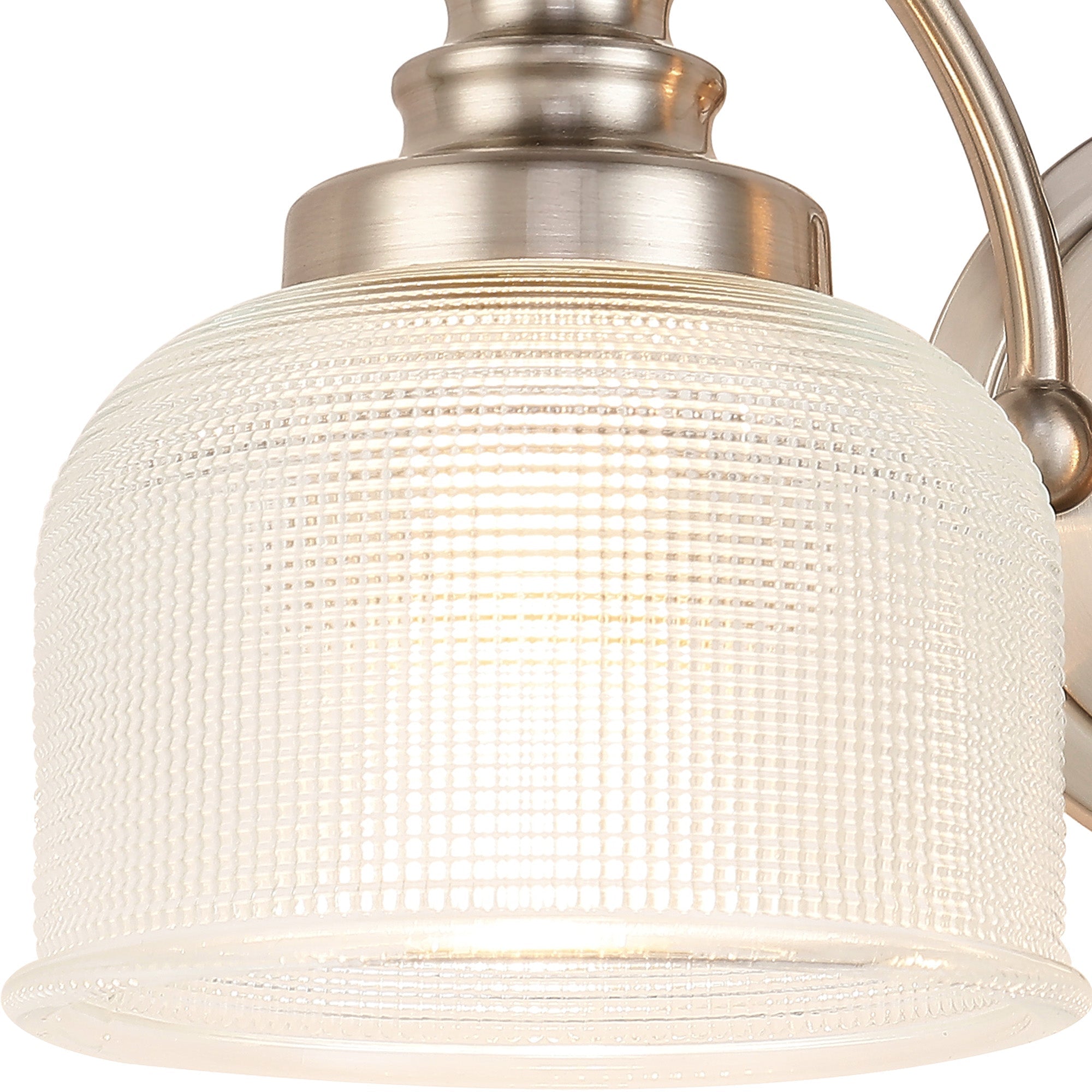 Luminosity Designs - Satin Nickel Sledmere Double Wall Light, Switched, 2 x E27, Glass Shade - Luminosity Designs Ltd