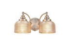 Luminosity Designs - Satin Nickel Sledmere Double Wall Light, Switched, 2 x E27, Glass Shade - Luminosity Designs Ltd