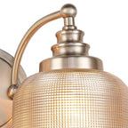 Luminosity Designs - Satin Nickel Sledmere Double Wall Light, Switched, 2 x E27, Glass Shade - Luminosity Designs Ltd