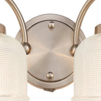 Luminosity Designs - Satin Nickel Sledmere Double Wall Light, Switched, 2 x E27, Glass Shade - Luminosity Designs Ltd