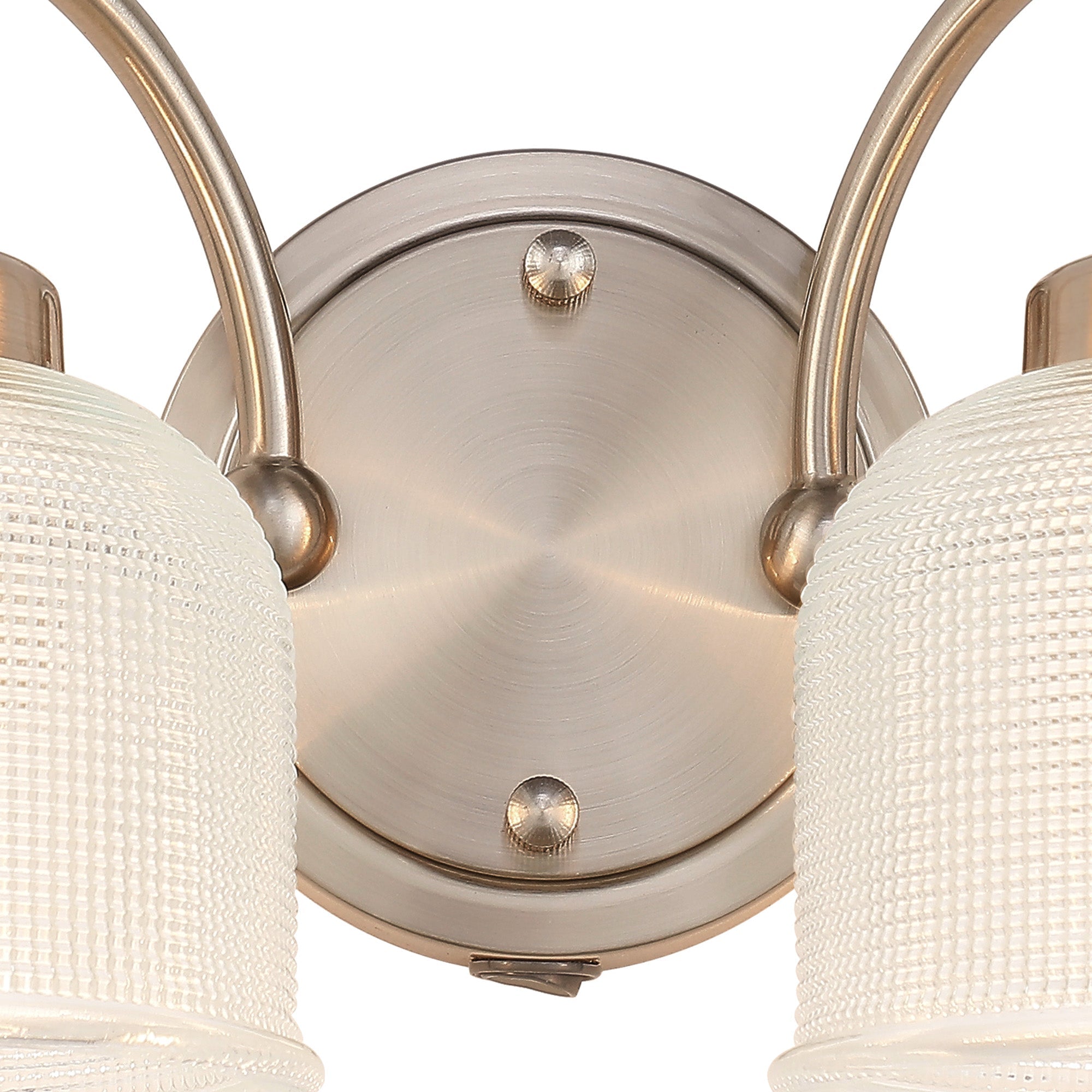 Luminosity Designs - Satin Nickel Sledmere Double Wall Light, Switched, 2 x E27, Glass Shade - Luminosity Designs Ltd