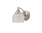 Luminosity Designs - Satin Nickel Sledmere Single Wall Light, Switched, 1 x E27, Glass Shade - Luminosity Designs Ltd