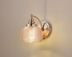 Luminosity Designs - Satin Nickel Sledmere Single Wall Light, Switched, 1 x E27, Glass Shade - Luminosity Designs Ltd