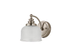 Luminosity Designs - Satin Nickel Sledmere Single Wall Light, Switched, 1 x E27, Glass Shade - Luminosity Designs Ltd